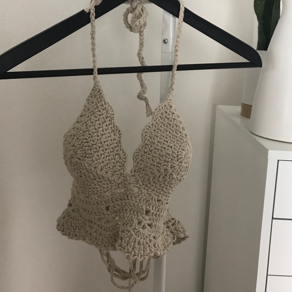 Tan Crochet Top